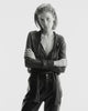 Black & white portrait video of a model with a chic, slick-backed bob